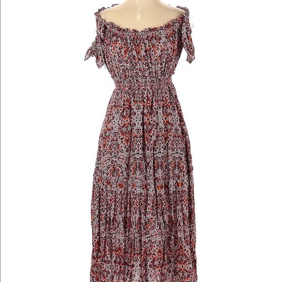 Misa Los Angeles Floral Off Shoulder Mid Length Dress RARE Find - Picture 6 of 8